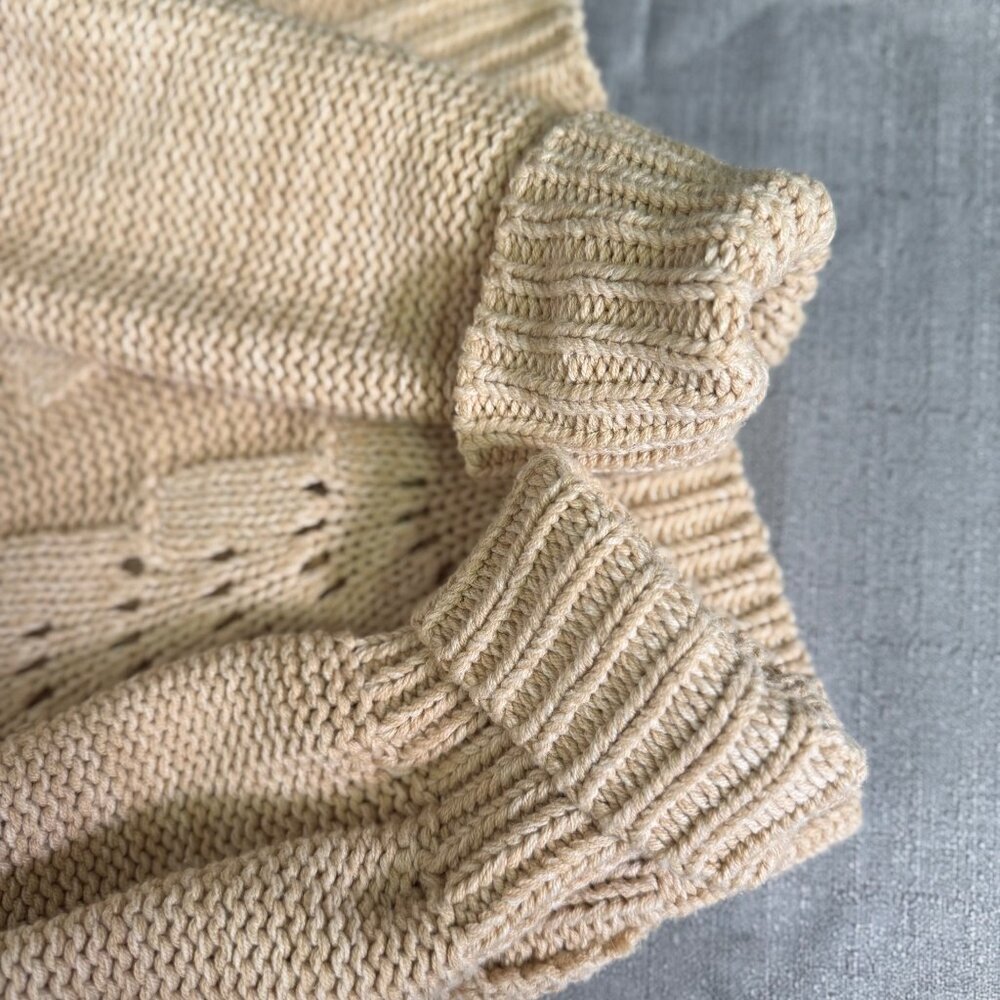 Free People Bell Song Mixed Knit Pullover Sweater Sandcastle Beige Size Small - Picture 7 of 14
